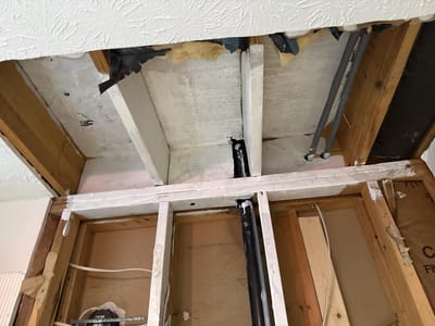 Framing, joists and subfloor coated white with a mold-resistant sealant