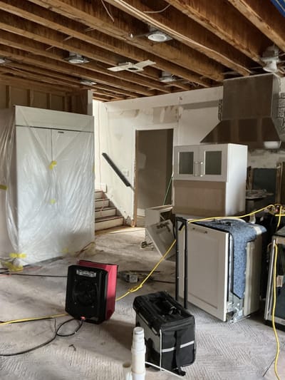 Salvageable belongings and fixtures protected and set aside for reinstall